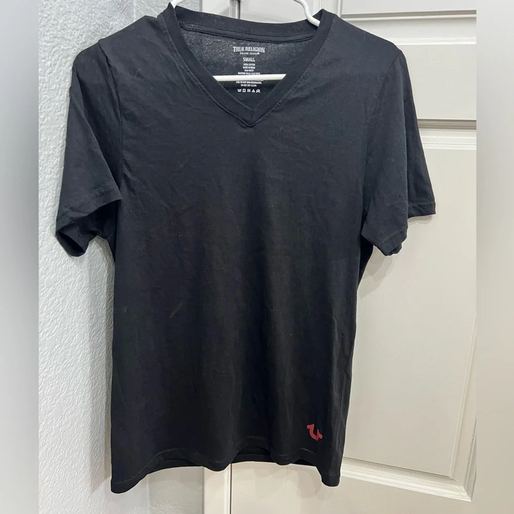True Religion Black V-Neck Tee